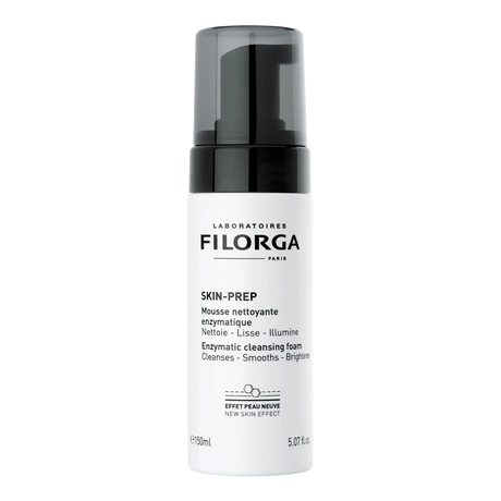 Filorga Skin-Prep Espuma de Limpeza Enzimática em frasco branco com pump preto, 150 ml.