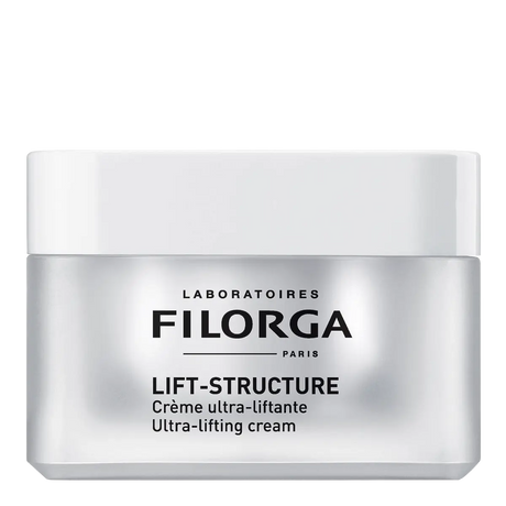 Filorga Lift-Structure creme ultra-lifting facial de 50 ml em boião prateado com tampa branca.