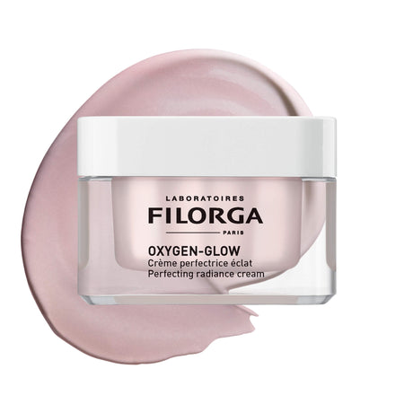 Filorga Oxygen-Glow creme super-aperfeiçoador iluminador 50 ml em boião transparente com tampa branca.