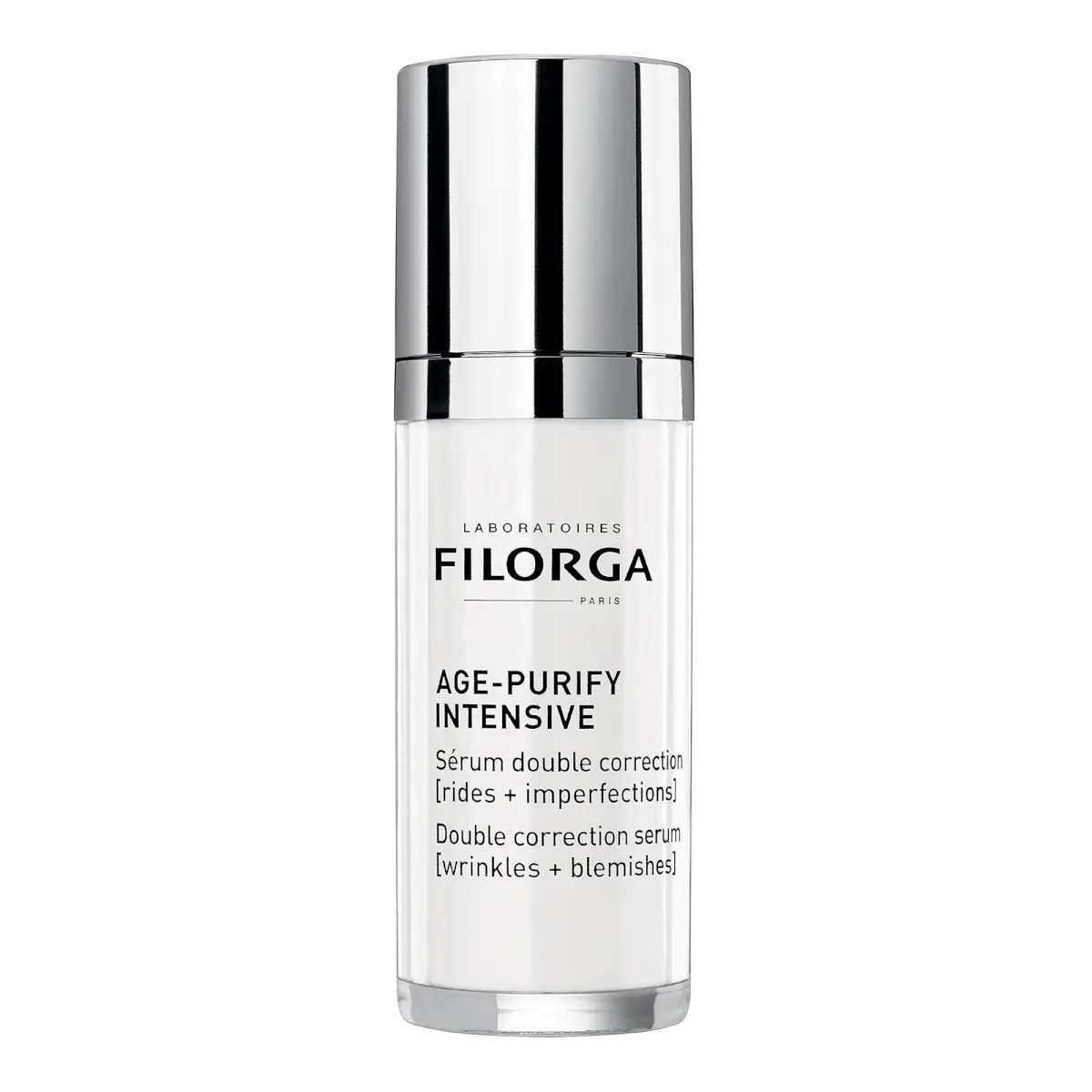 Filorga Age-Purify Intensive sérum de dupla correção para rugas e imperfeições, frasco com doseador de 30 ml.
