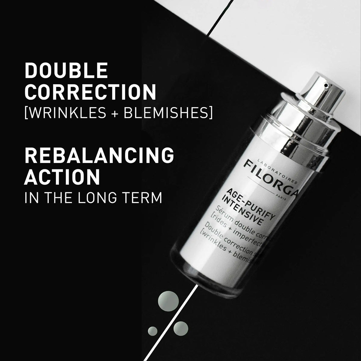 Filorga Age-Purify Intensive sérum de dupla correção para rugas e imperfeições, frasco com doseador de 30 ml.