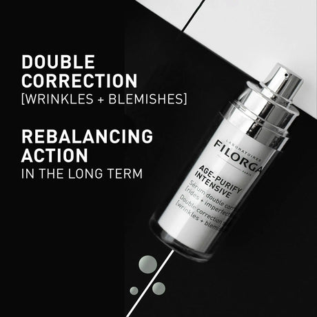 Filorga Age-Purify Intensive sérum de dupla correção para rugas e imperfeições, frasco com doseador de 30 ml.