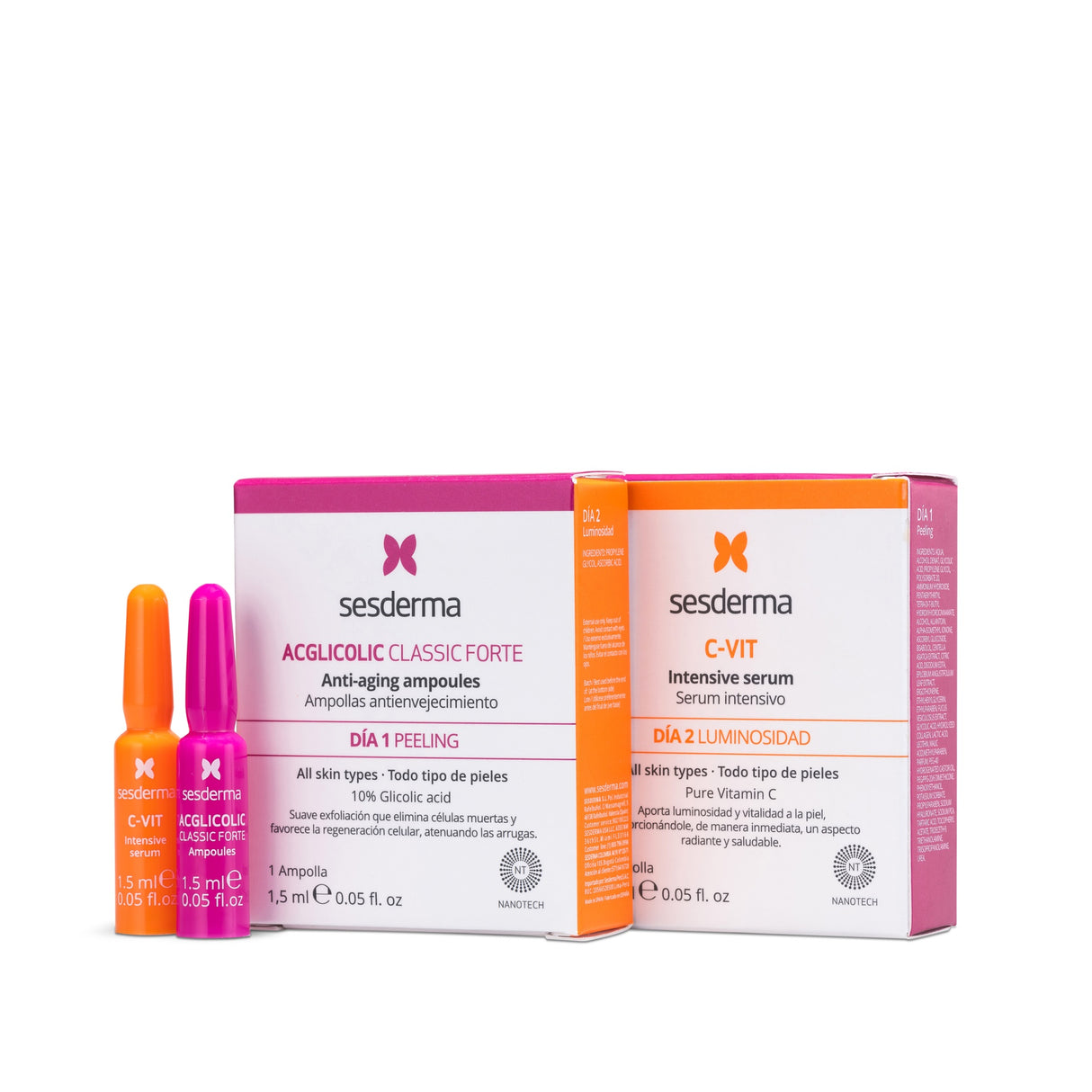SESDERMA Tratamento Flash Luminosidade Ampola C-vit Sérum Intensivo + Ampola Acglicolic Classic Forte