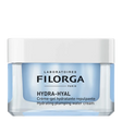 Filorga Hydra-Hyal Gel-Cream em boião azul translúcido com tampa branca, creme-gel facial hidratante, 50 ml.