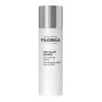Frasco branco Filorga Time-Filler Essence, loção anti-idade alisadora de 150 ml com tampa prateada.