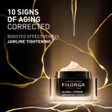 Frasco preto e transparente Filorga Global-Repair Advanced Cream, creme facial de 50 ml.
