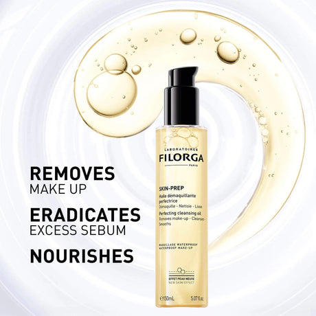 Frasco com doseador Filorga Skin-Prep Óleo Desmaquilhante Aperfeiçoador de 150 ml.