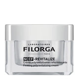 Filorga NCEF-Revitalize creme polirrevitalizante refirmante de 50 ml em boião transparente com tampa prateada.