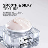 Filorga NCEF-Revitalize creme polirrevitalizante refirmante de 50 ml em boião transparente com tampa prateada.
