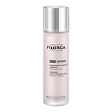 Frasco rosa-claro Filorga NCEF-ESSENCE, loção multicorretora de 150 ml, com tampa prateada.
