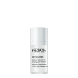 Filorga Optim-Eyes creme de contorno de olhos 3 em 1, frasco airless branco com doseador, 15 ml.