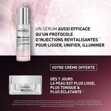 Coffret Filorga Duo NCEF-Revitalize em caixa preta e rosa, com sérum 30 ml e creme 15 ml.