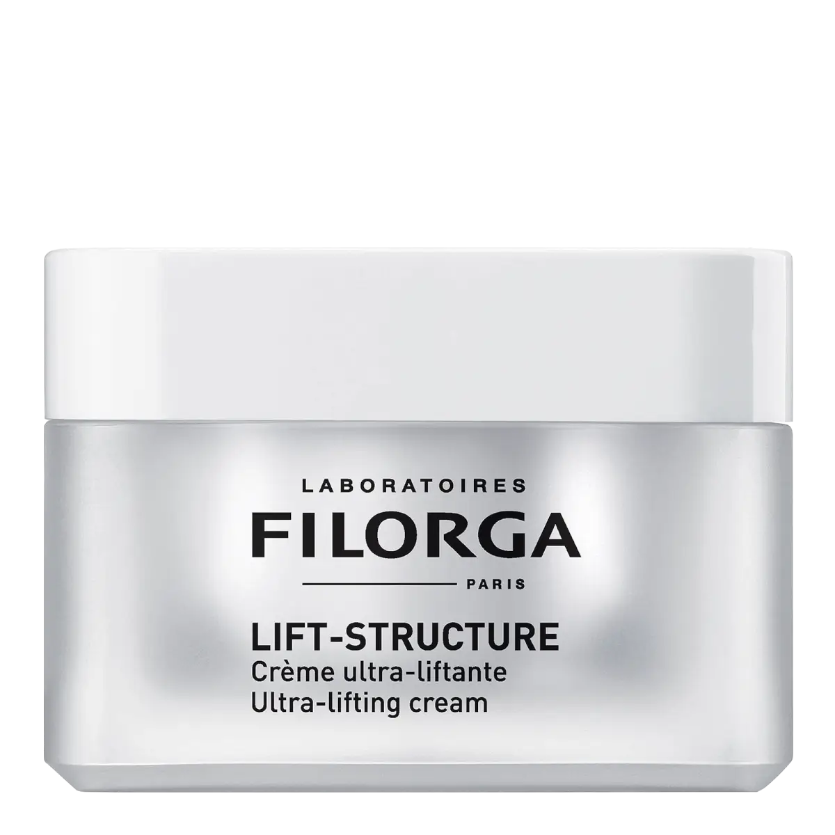 Filorga Lift-Structure creme ultra-lifting facial de 50 ml em boião prateado com tampa branca.