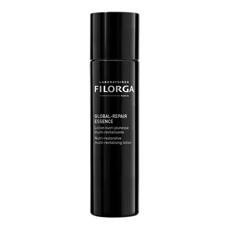 Filorga Global-Repair Essence loção facial nutri-restauradora em frasco preto de 150 ml.