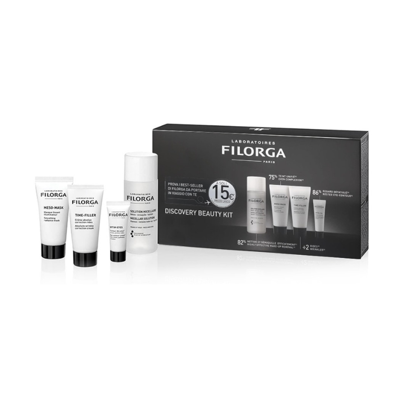 FILORGA Kit Discovery - Solução Micelar 50ml + Meso Mask 15ml + Time-Filler Creme 15ml + Optim Eyes Creme Olhos 4ml