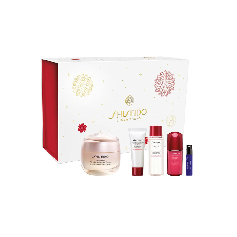 SHISEIDO Coffret Benefiance Wrinkle Smoothing Creme 50ml + Loção 30ml + Espuma de Limpeza 15ml + Ultimune Sérum 10ml + Eau de Parfum 0,8ml